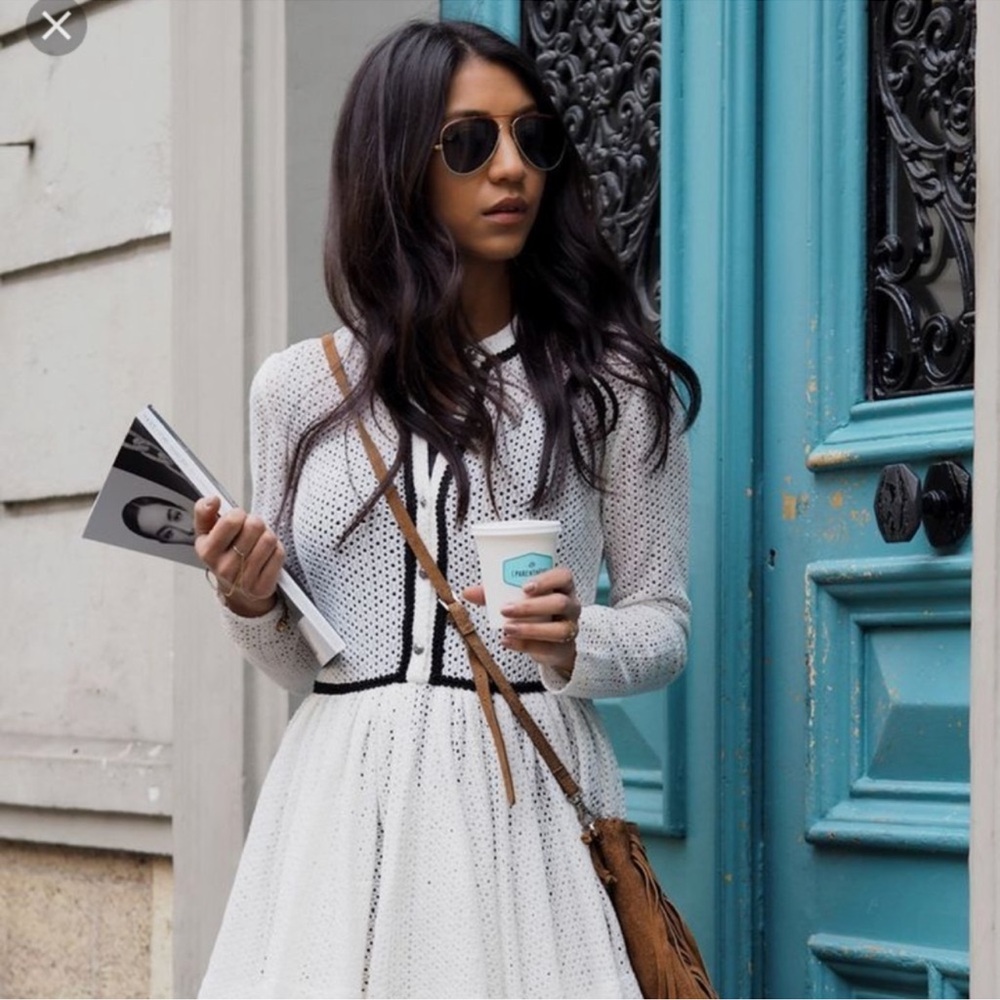 Maje Rayane Puffball Eyelet Dress White Size 1